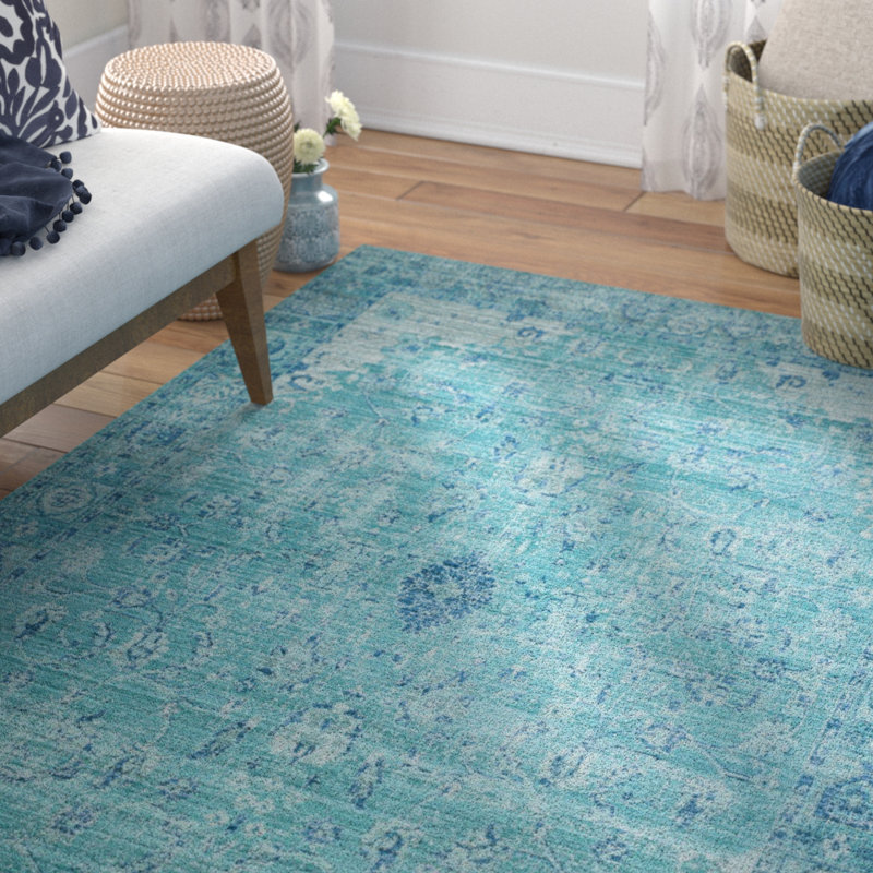 Bungalow Rose Privette Teal Area Rug 