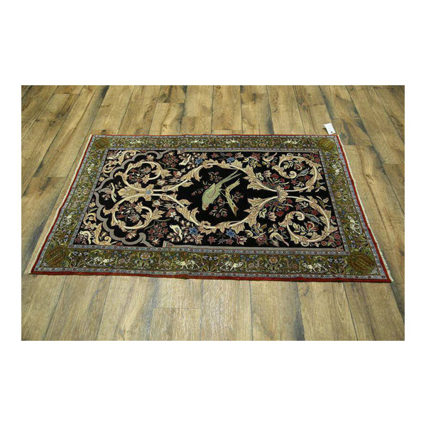Isabelline One Of A Kind Glenys Hand Knotted Green 3 5 X 5 2 Silk Area Rug Wayfair