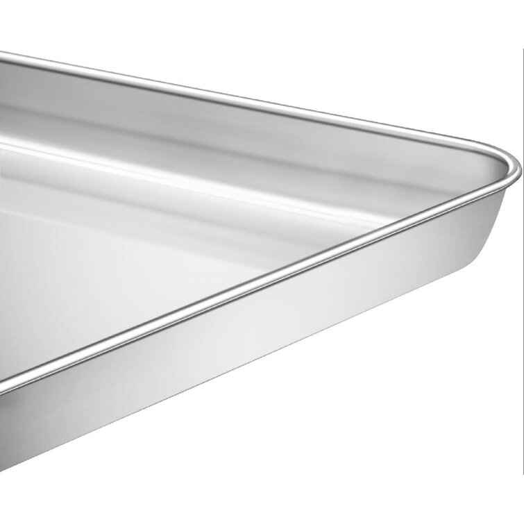 Stainless-Steel Baking Pan Large Cookie Sheet Set For Toaster Oven Tray Useful 