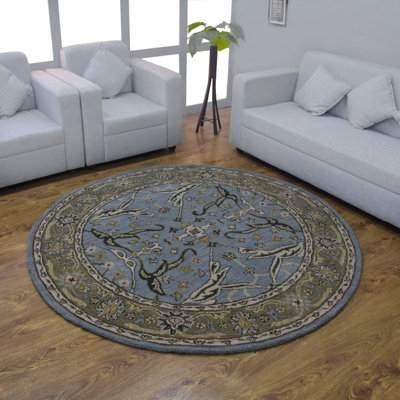 traditional HAND TUFTED WOOL ECO-FRIENDLY AREA RUGS - Blue & Green Color | Oriental Design | Area Rugs for Living room, Bedroom