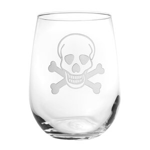 Skull & Cross Bones 17 Oz. Stemless Wine Glass (Set of 4)