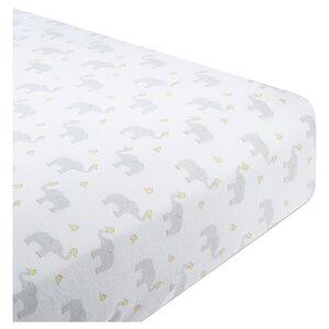 Elephant and Chickies Cotton Fitted Crib Sheet