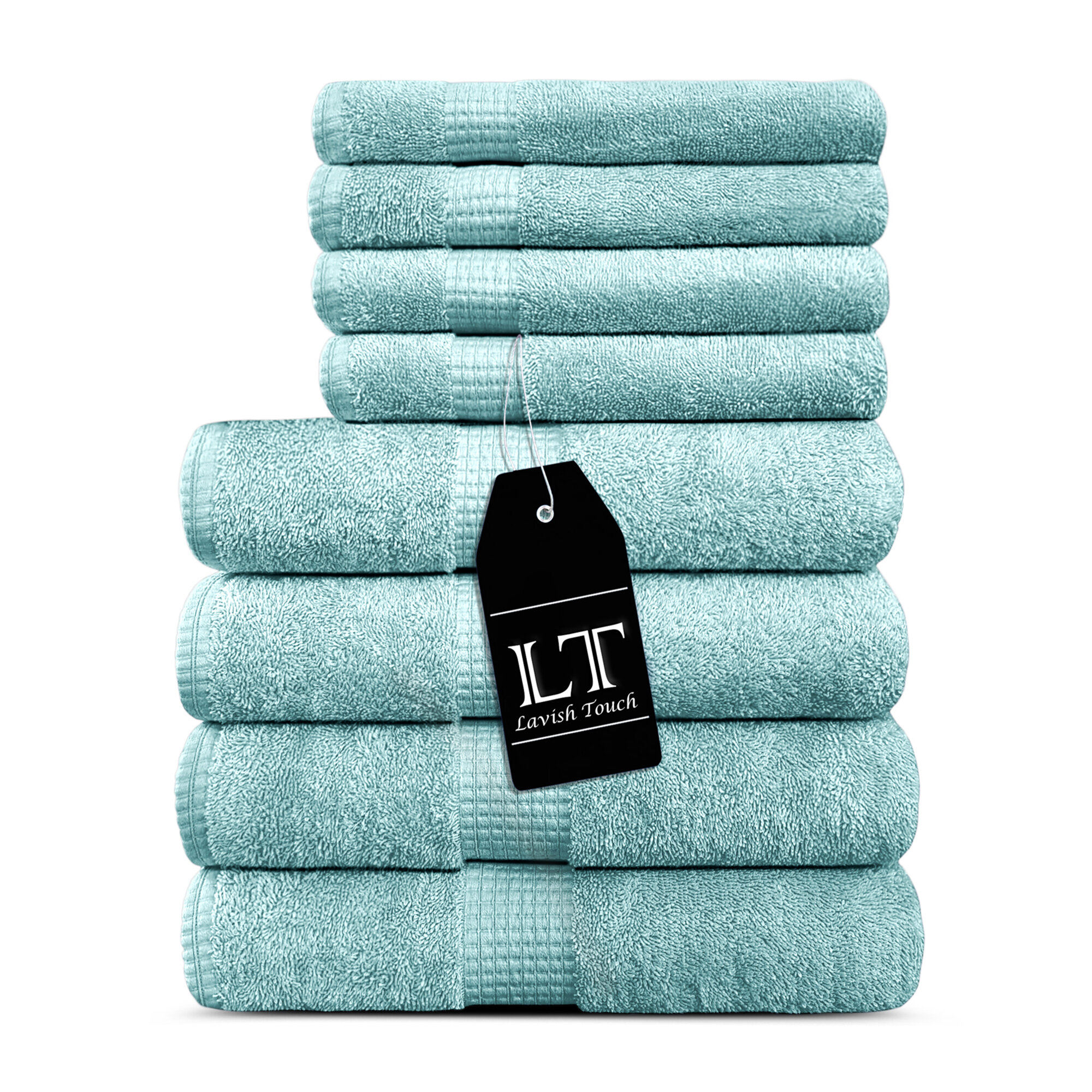 Basics Quick-Dry Luxurious Soft 100% Cotton Towels Lavender Set of 8 Hand T... 