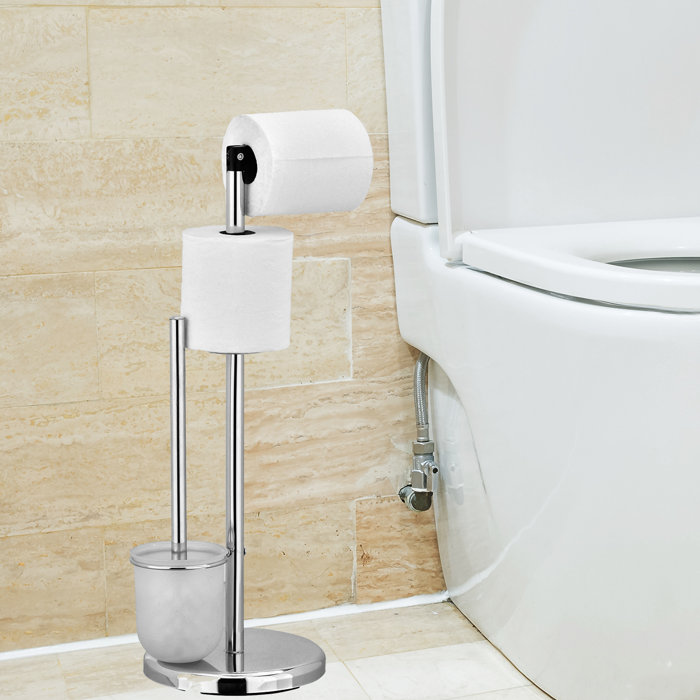 Furinno Wayar Freestanding Toilet Paper Holder With Brush Stand Wayar Freestanding Toilet Paper Holder With Brush Stand