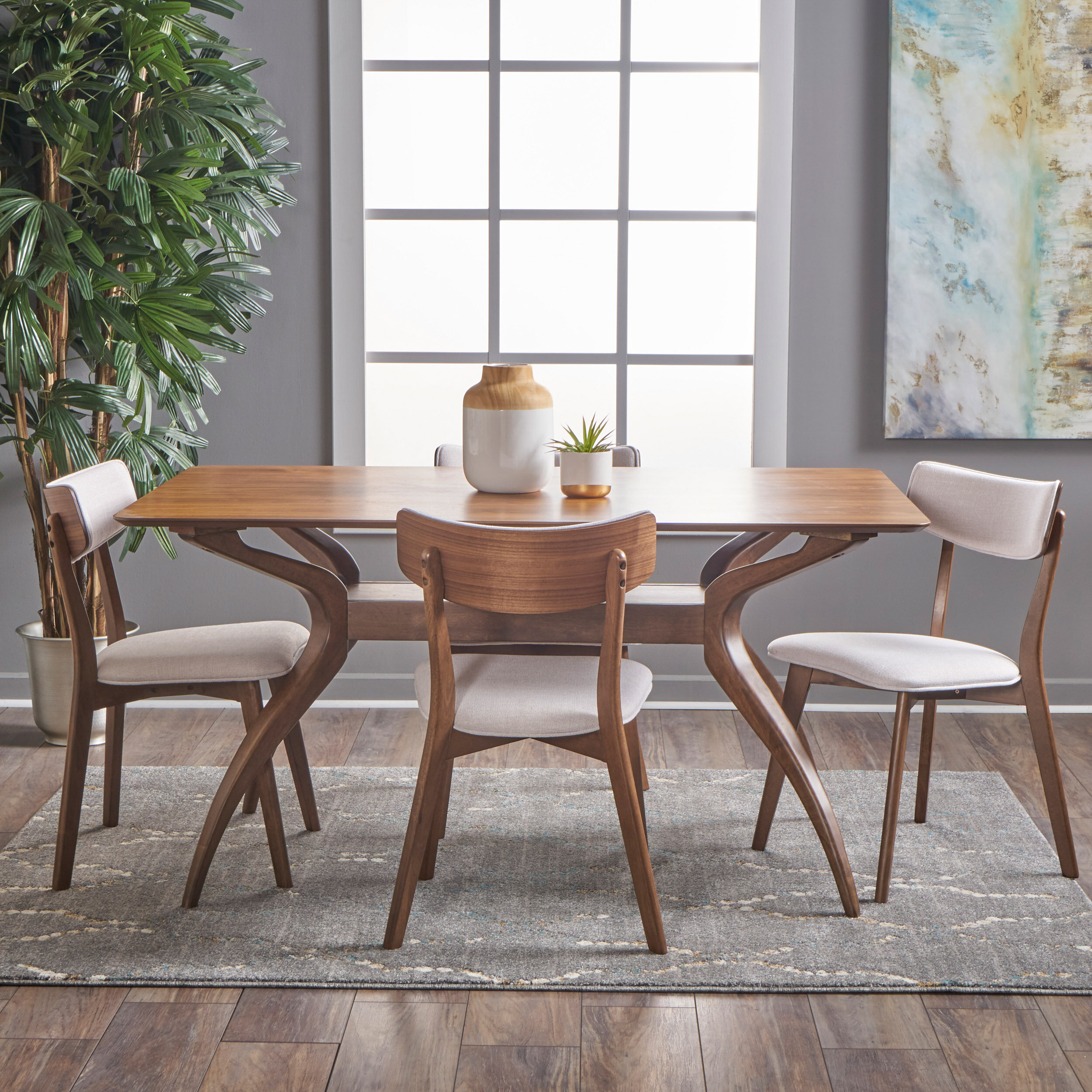 allmodern taurean 5 piece solid wood dining set  reviews