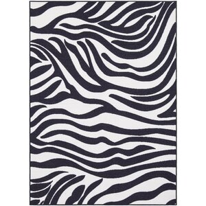 Glamour Machine Woven White and Black Area Rug