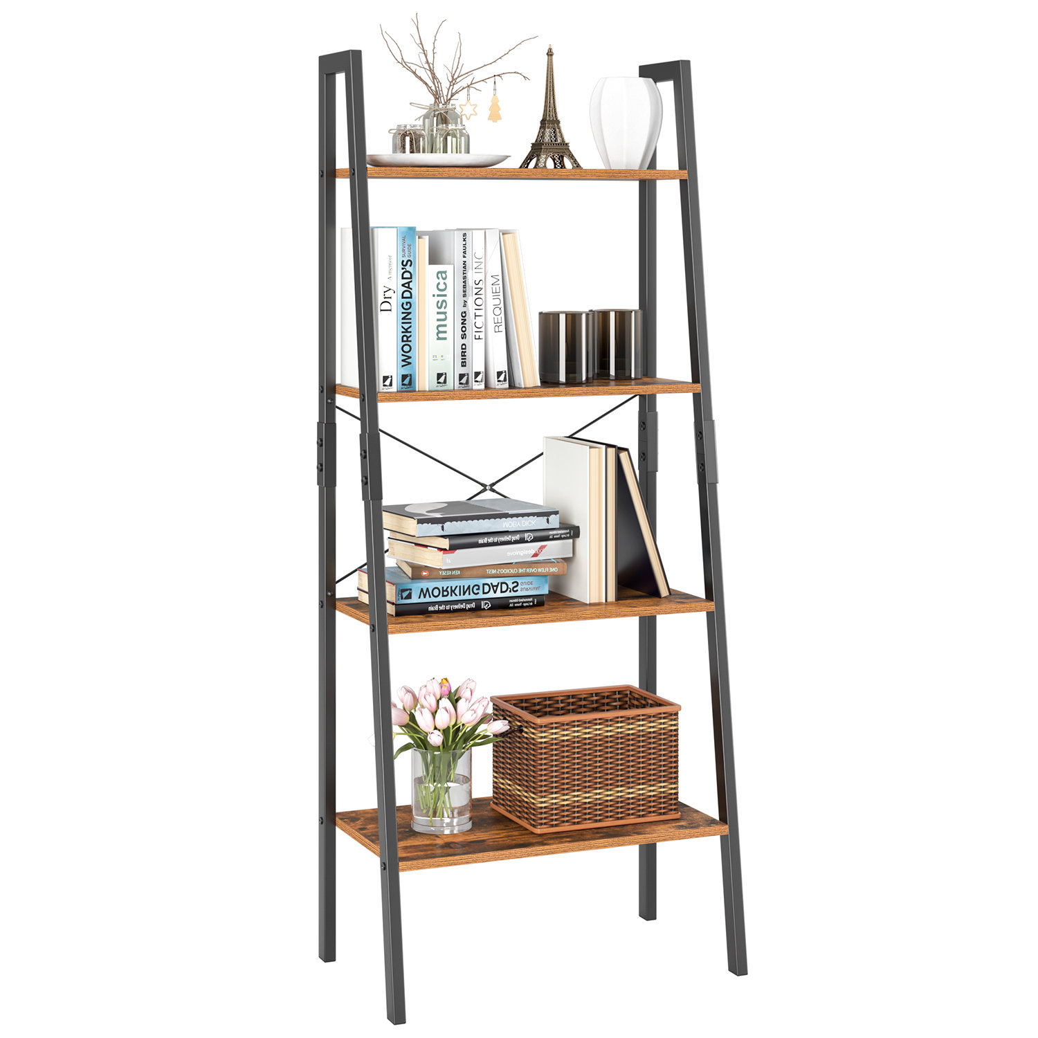 17 Stories Keden 54.5'' H x 22'' W Iron Ladder Bookcase & Reviews Wayfair