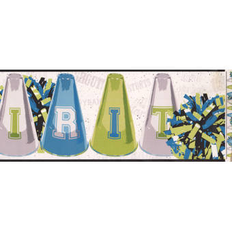 York Wallcoverings Spirit Cheerleader Megaphones Pom Poms Sports