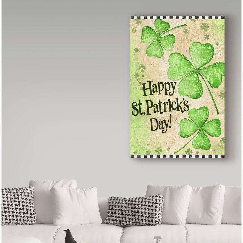 Winston Porter St Patricks Day Clover Acrylic Painting Print On Wrapped Canvas Wayfair