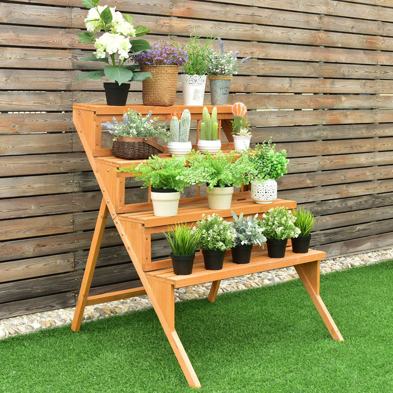 Keyoumi 4 Tier Wood Ladder Step Flower Pot Holder Plant Stand Wayfair This is a super easy woodworking project. wayfair