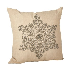 Faversham Snowflake Beaded 100% Cotton Throw Pillow