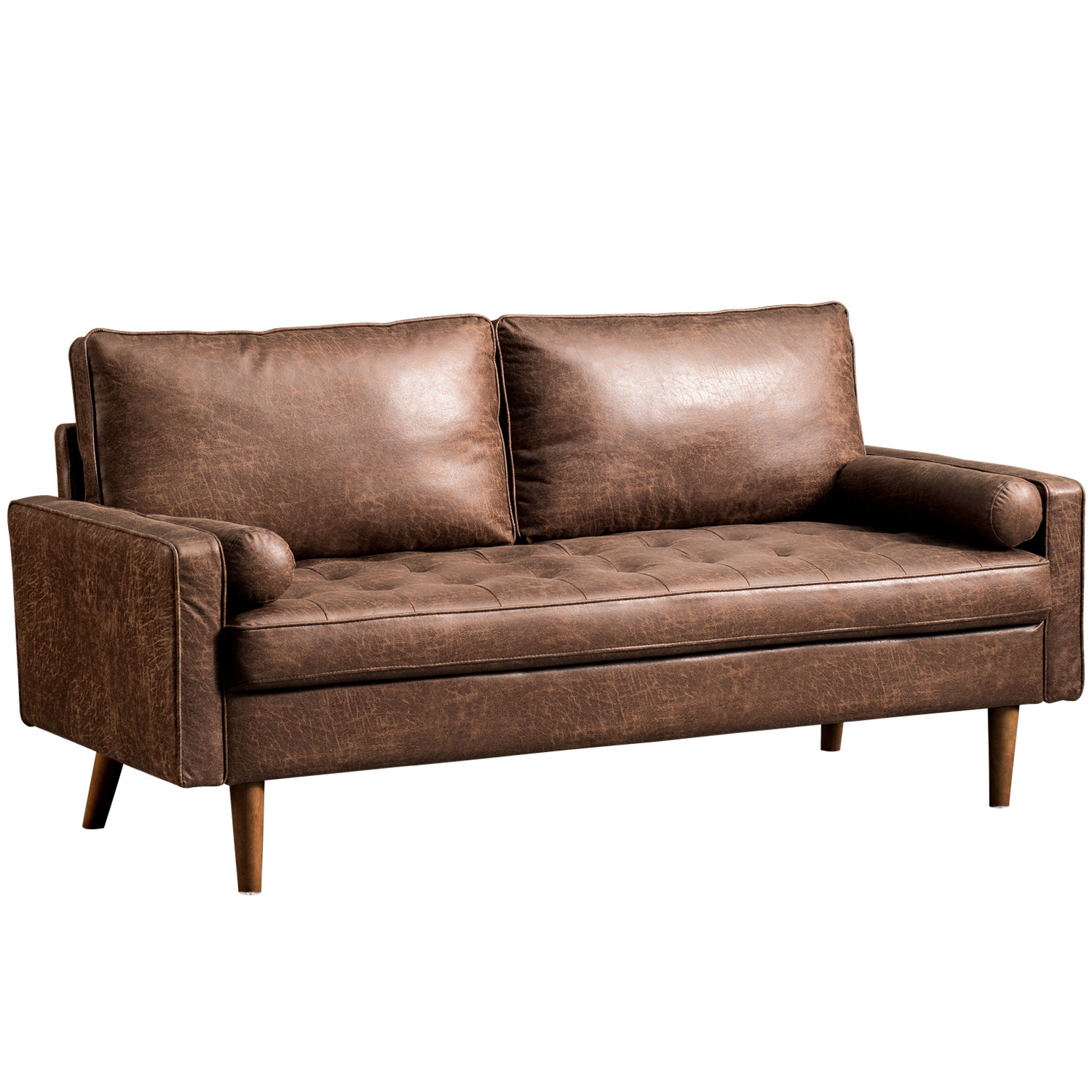 Corrigan Studio Garzon 69 68 Wide Leather Match Square Arm Loveseat Reviews Wayfair