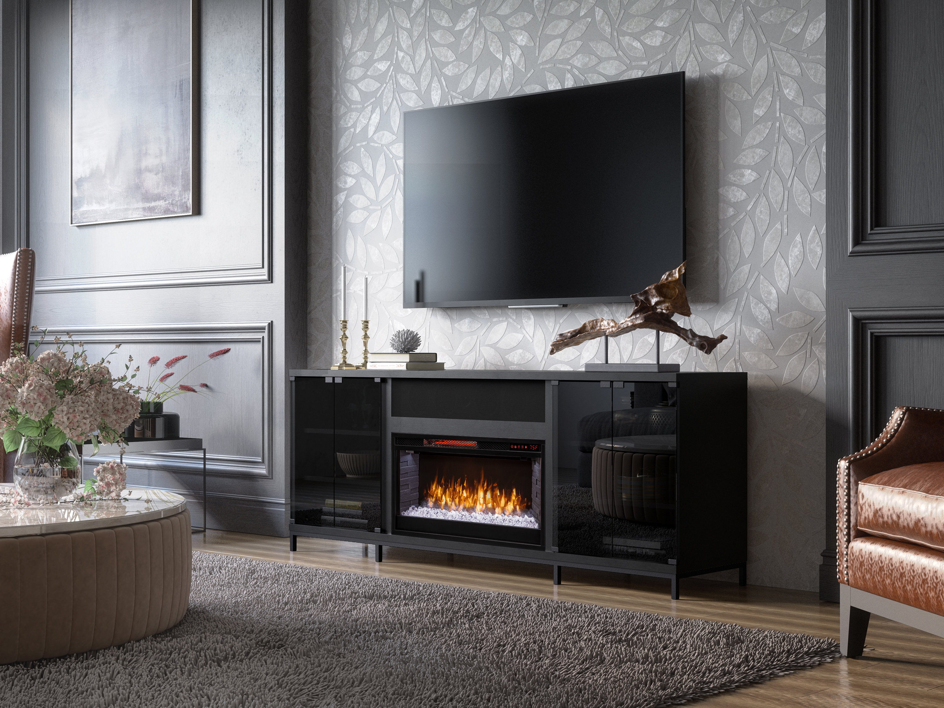 Greentouch TV Stand for TVs up to 78" with Fireplace Included & Reviews