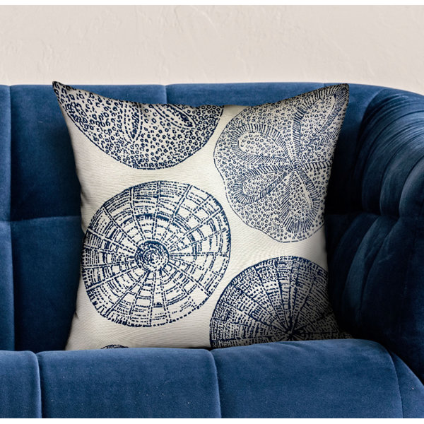 Plutus Brands Plutus Seashell Haven Blue Cream Motif Luxury Throw Pillow Wayfair