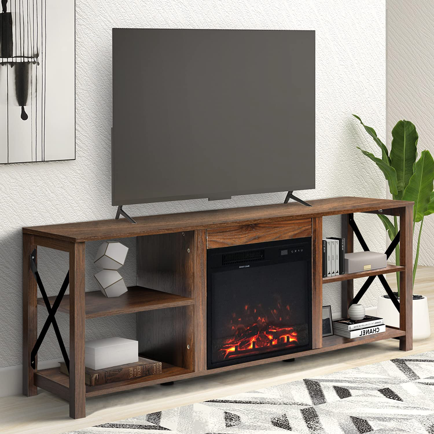 Gracie Oaks Dajuana TV Stand for TVs up to 65" with Fireplace Included