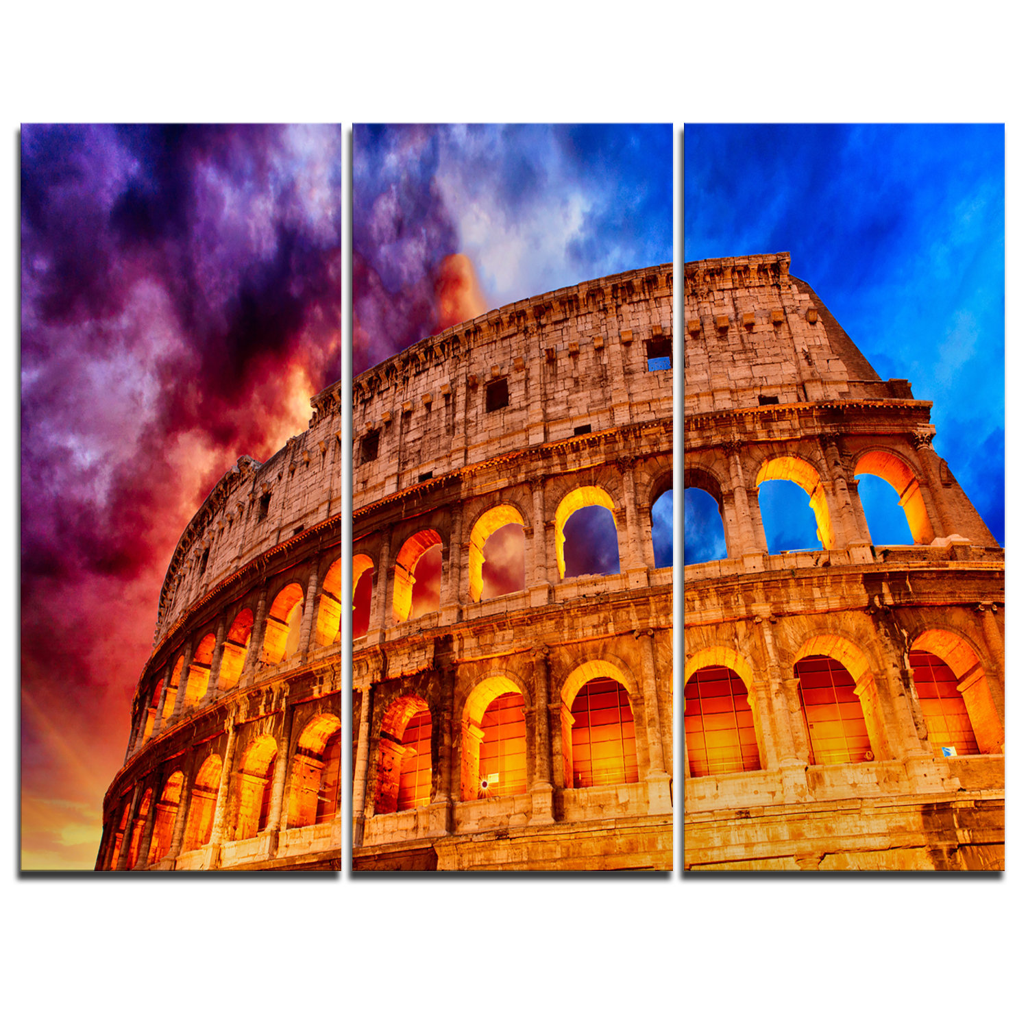 Canvas Colosseum Sunset Rome Italy Art Wall Print a1 a2