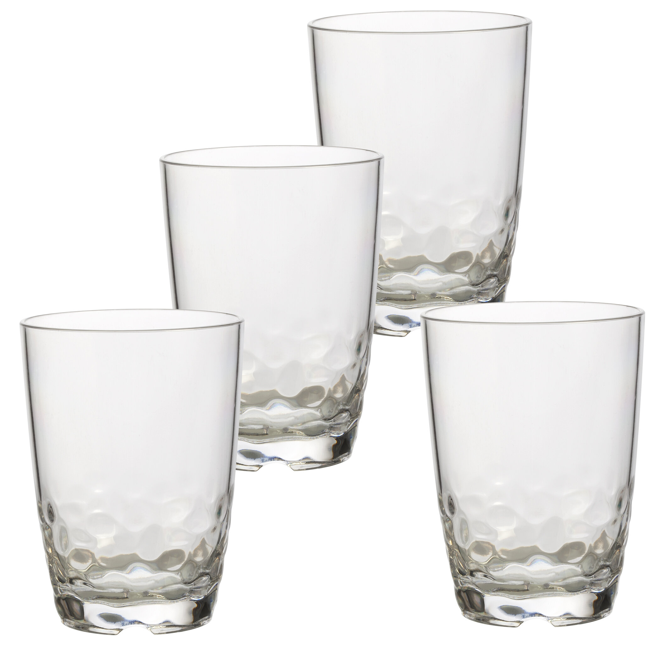 Acrylic Highball Drinking Glasses  Tumbler Cups Set of 4 14 And 16 OZ BPA Free 