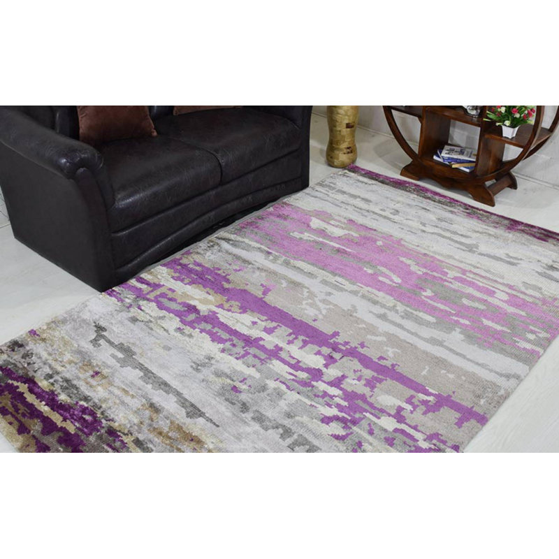 Brayden Studio Dalvey Abstract Hand Knotted Purple Area Rug Wayfair