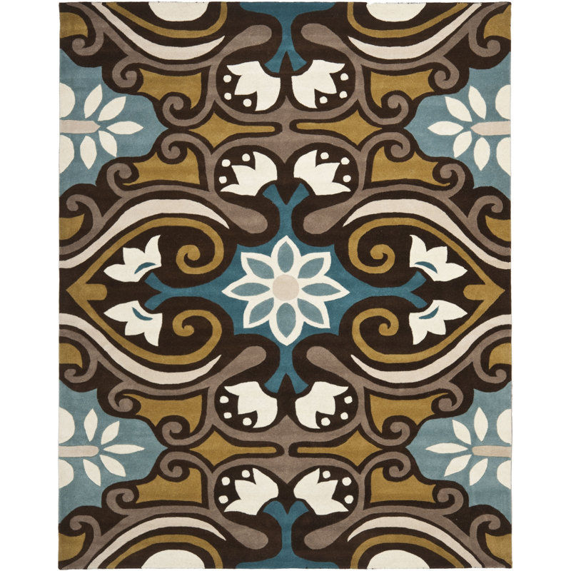 Winston Porter Matthews Wool Blue Brown Area Rug Wayfair