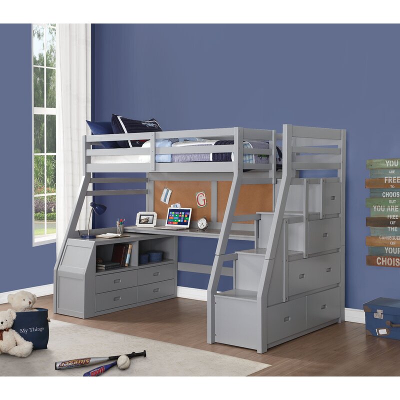Zoomie Kids Jeramiah Twin Loft Bed With Shelves And Drawers Wayfair