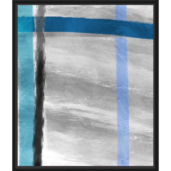 Ptm Images Grey And Blue Lines Floater Framed Painting Print On Wrapped Canvas Wayfair