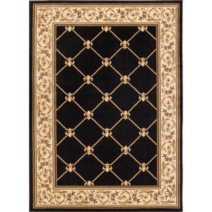 Colindale Fleur De Lis Black Area Rug