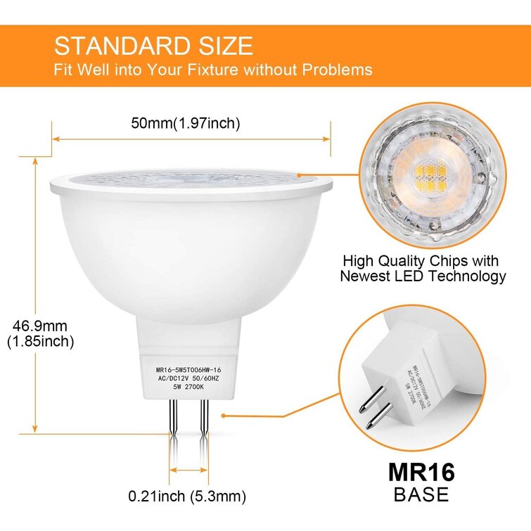 Top Quality MR16 12V LED Spot up light Bulb Lamp 2700K Warm White Dimmable 12PK 