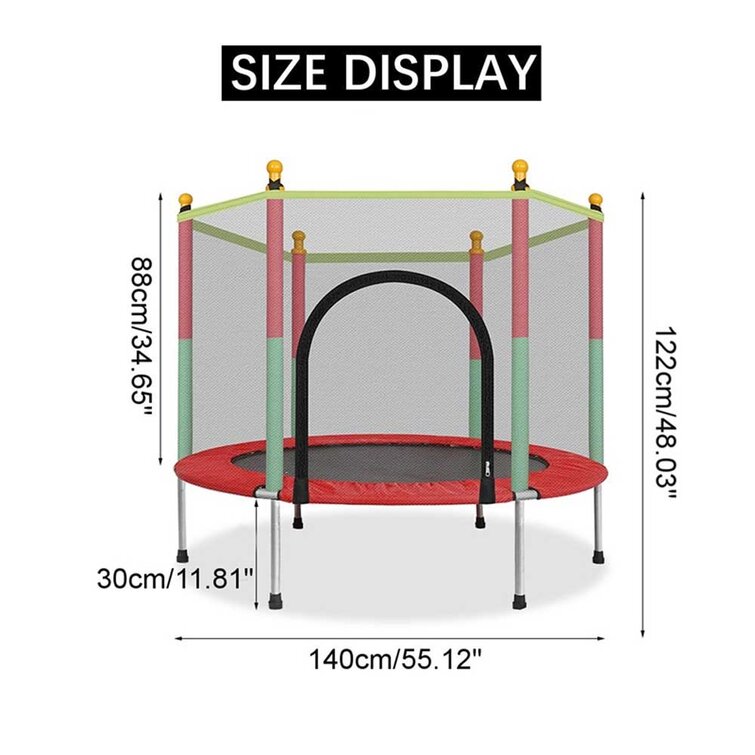 55" Mini Jumping Round Kids Trampoline with Safety Enclosure Pad Exercise Sports