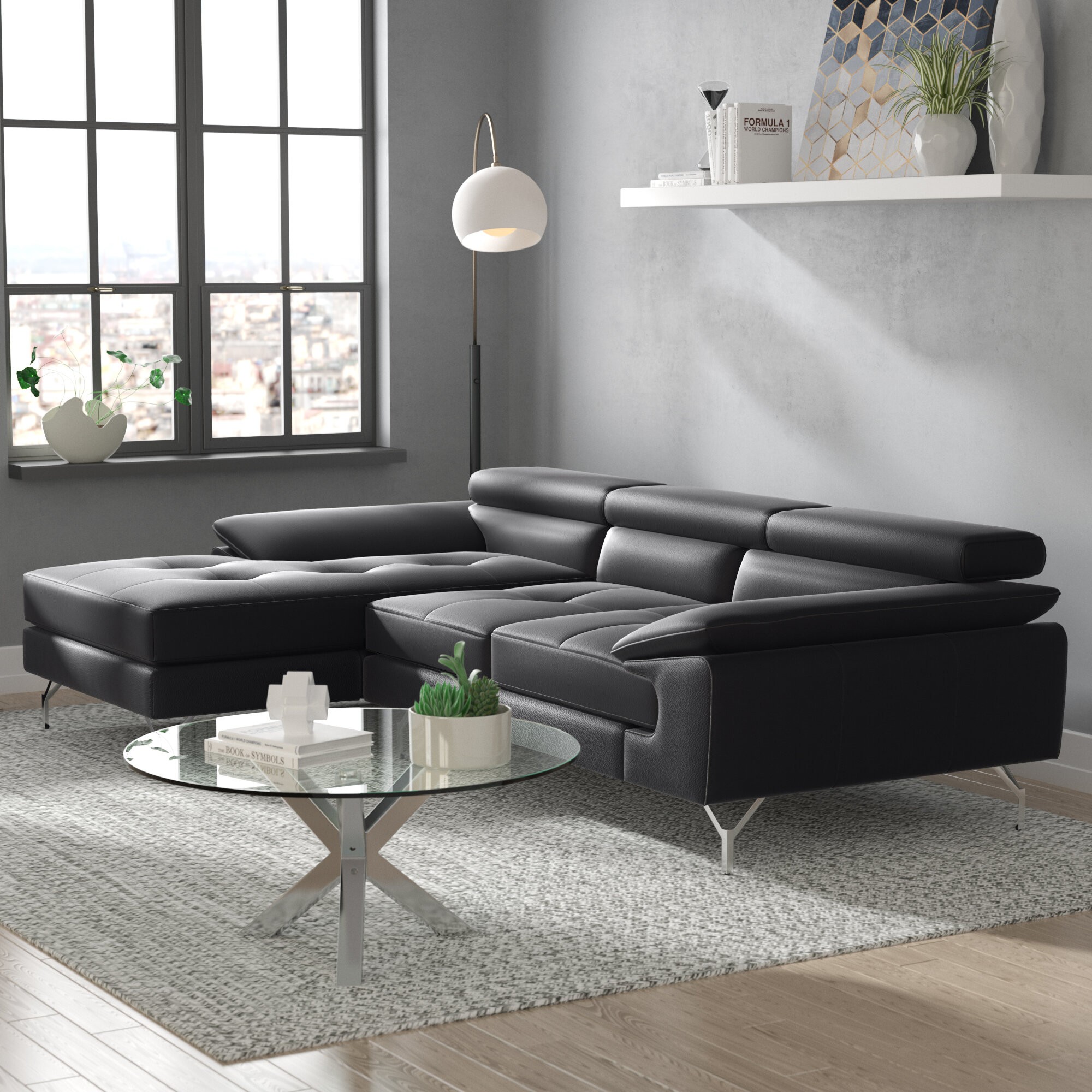 Grasmere 105″ Wide Genuine Leather Sofa & Chaise