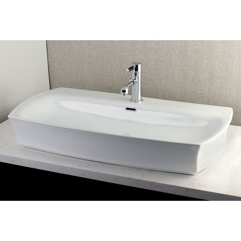 Kingston Brass Fauceture Vitreous China Rectangular Vessel Bathroom Sink With Overflow Wayfair