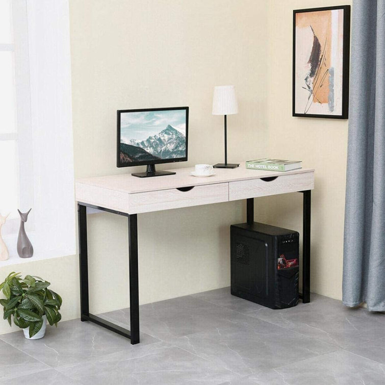 Modern Computer Writing Desk Workstation Office Home Laptop Table With 2 Drawers 