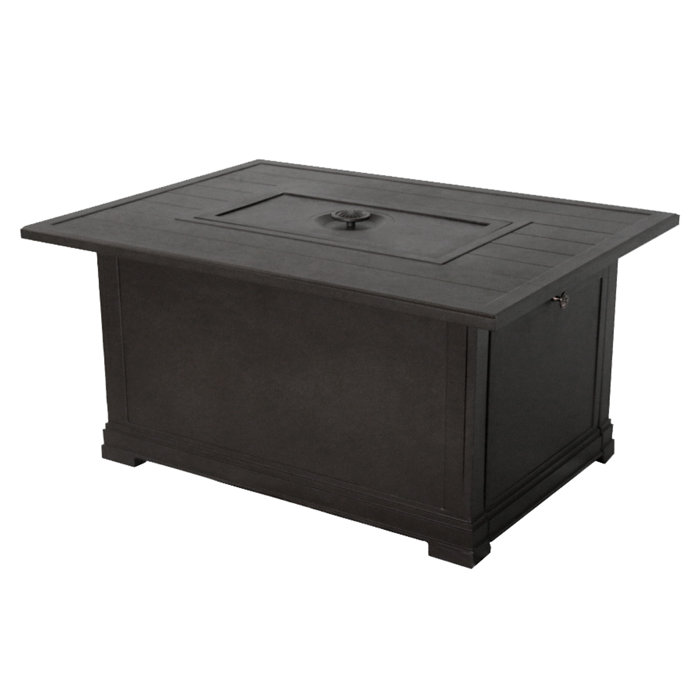 Rectangular Slat Aluminum Propane Fire Pit Table