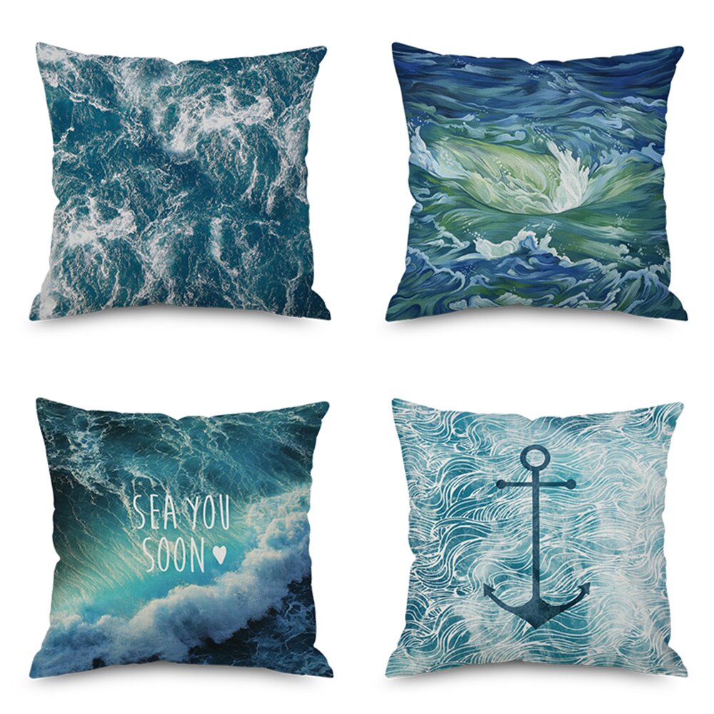 by the sea 18x18 Pillow