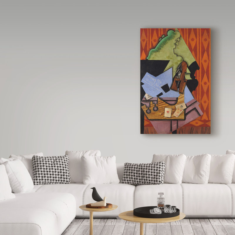 Trademark Art Violin And Playing Cards On A Table 1913 By Oil Painting Print On Wrapped Canvas Wayfair