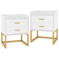Gold nightstand set of 2