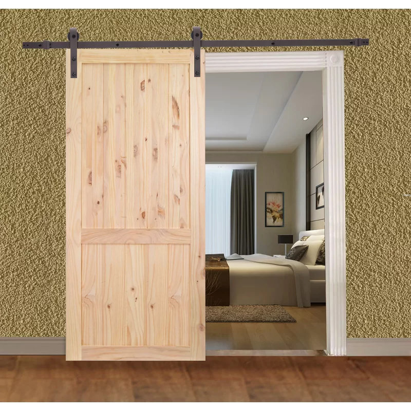 Calhome Unfinished 2 Panel Solid Wood Panelled Knotty Pine Slab Calhome Unfinished 2 Panel Solid Wood Panelled Knotty Pine Slab Interior Barn Door Wayfair