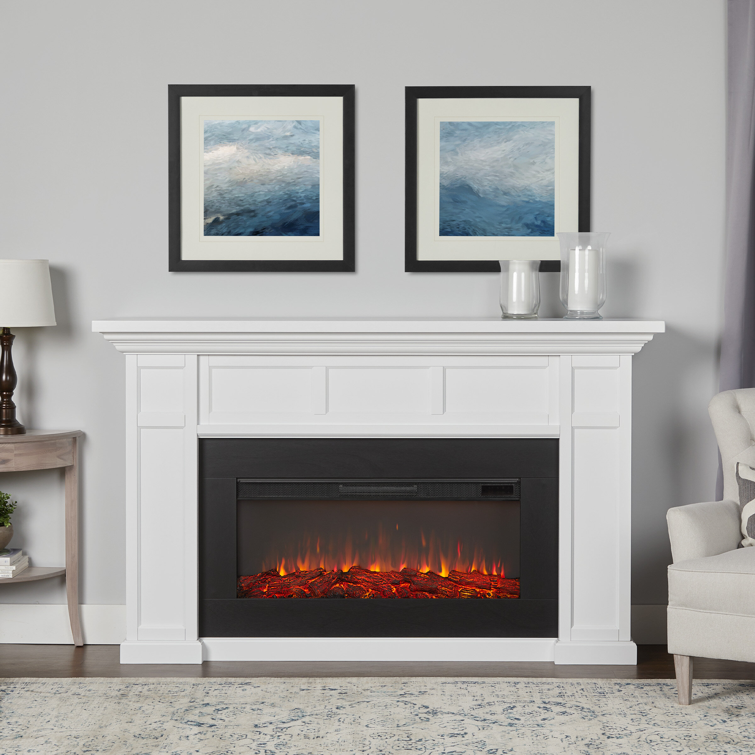Fire Fireplace Living Room Mantelpiece Black Free Standing Flicker Flame Heater 