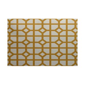 Fernwood Don't Fret Geometric Print Gold Indoor/Outdoor Area Rug