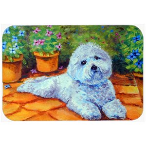 Bichon Frise on the Patio Kitchen/Bath Mat