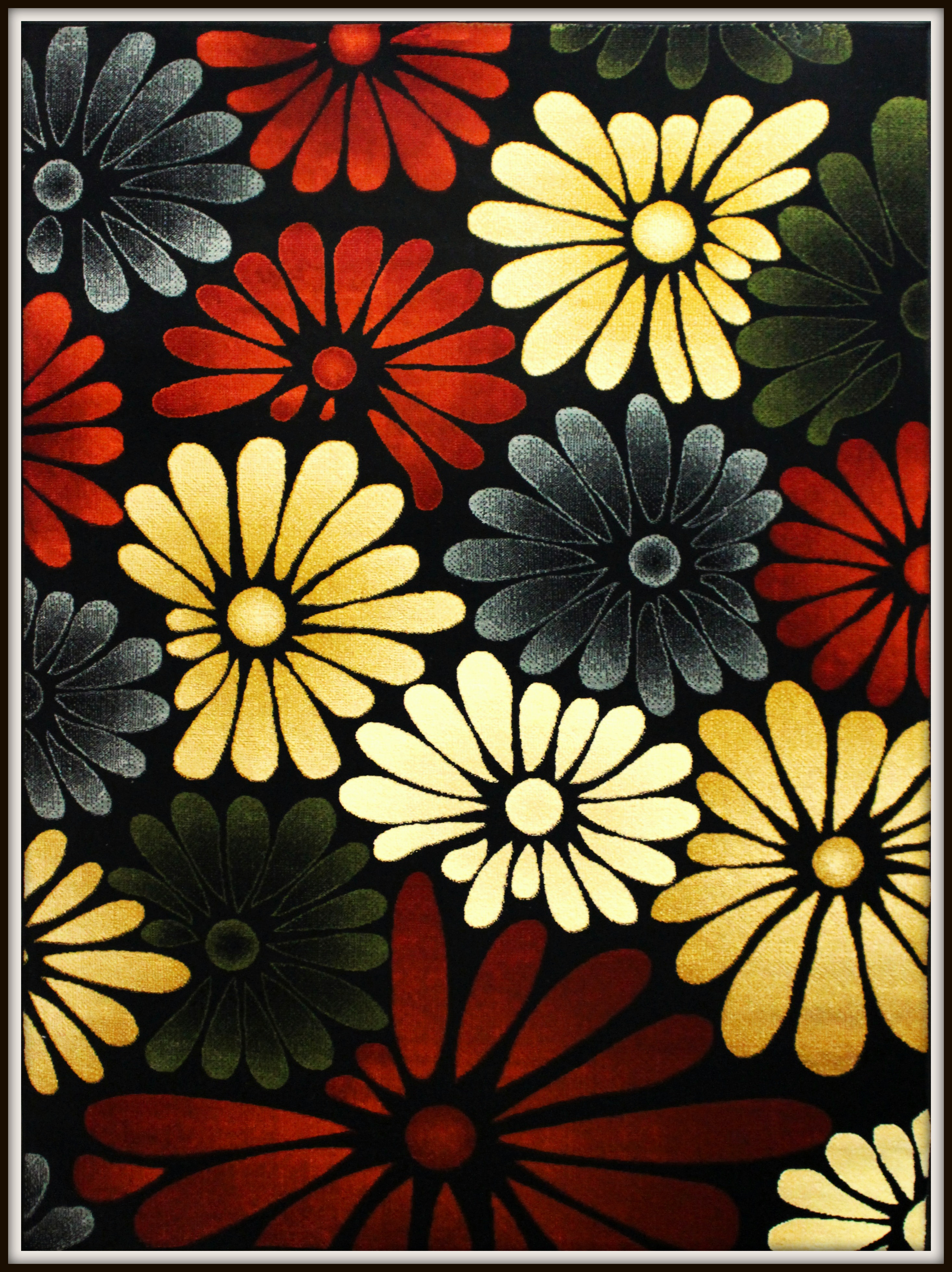 Red Barrel Studio Rayan Flower Yellow Black Area Rug Wayfair Ca