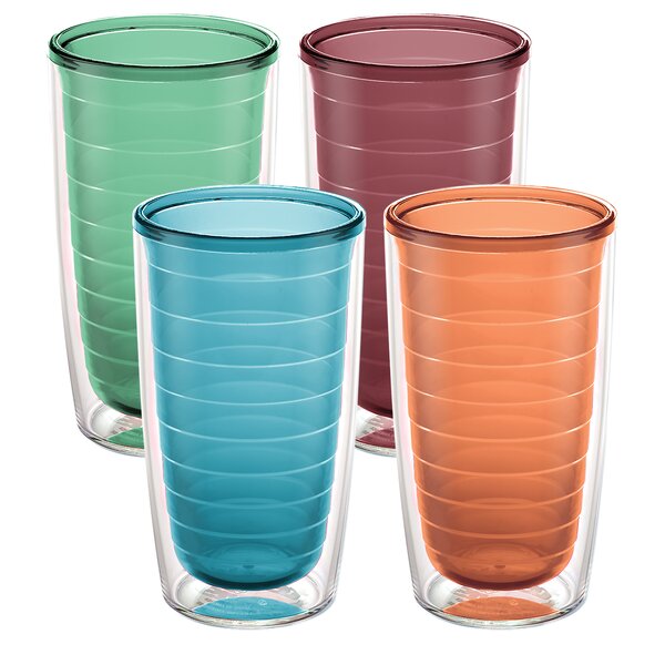 24-Ounce Sunset Boston Warehouse Insulated Plastic Tumblers Set of 4 