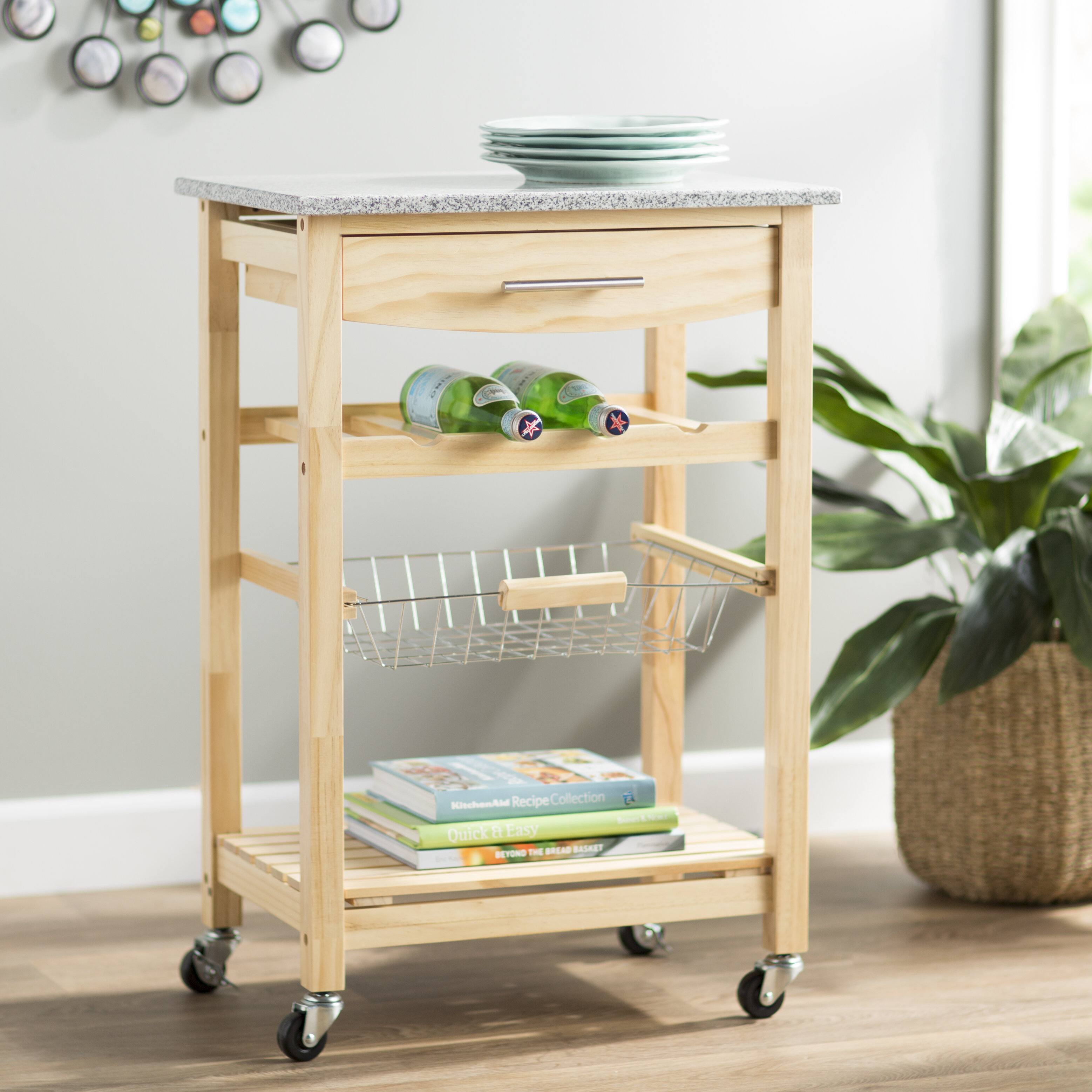 Winston Porter Macy Kitchen Cart With Granite Top Reviews Wayfair