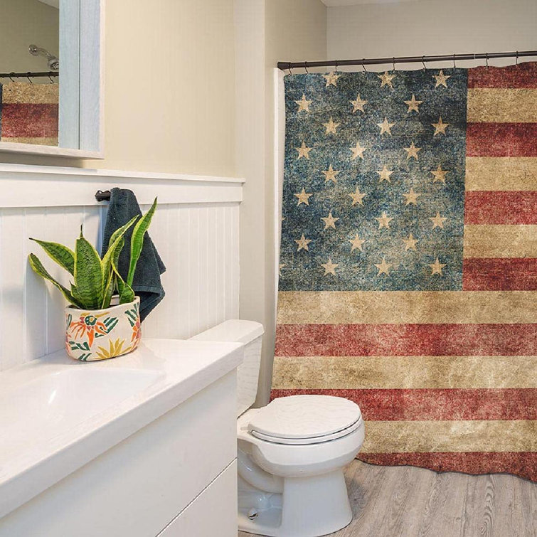USA Shower Curtain Fourth of July Independence Print for Bathroom 