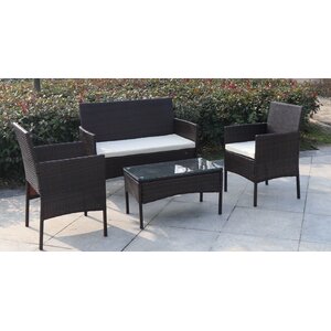 Madison 4 Piece Wicker Seating Group with Cushion