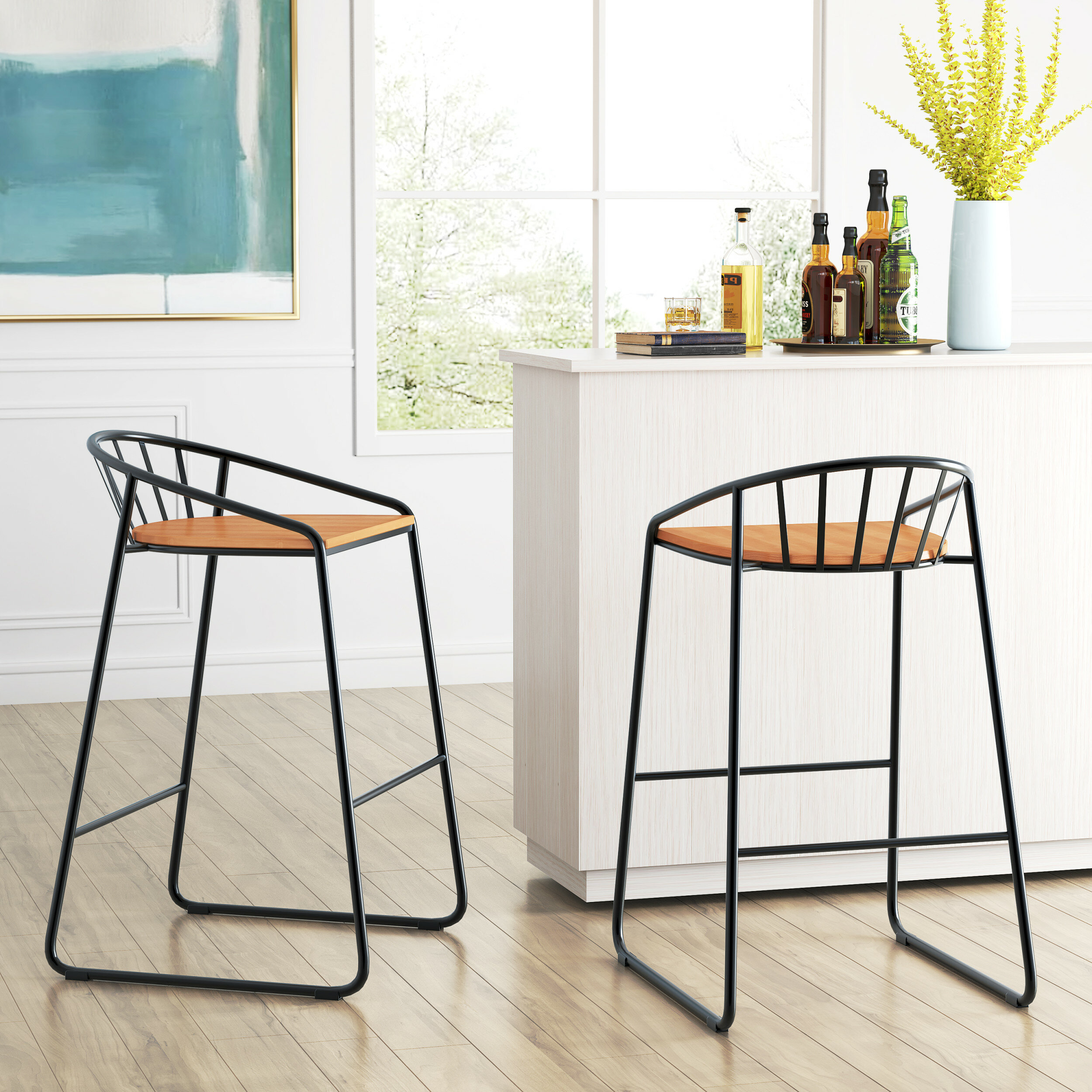 17 Stories Dowgry Solid Wood 285 Bar Stool Wayfair