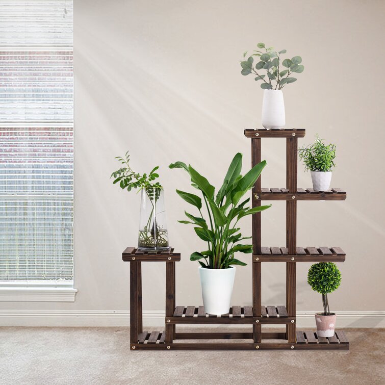 39.2x36x9.9in Tiered Wood Plant Stand Astory 4-Layer 9 Potted Flower Stand Shelf Planter Display Shelving Rack Organizer Indoor Outdoor Flower Ladder for Patio Garden Balcony Yard Living Room 