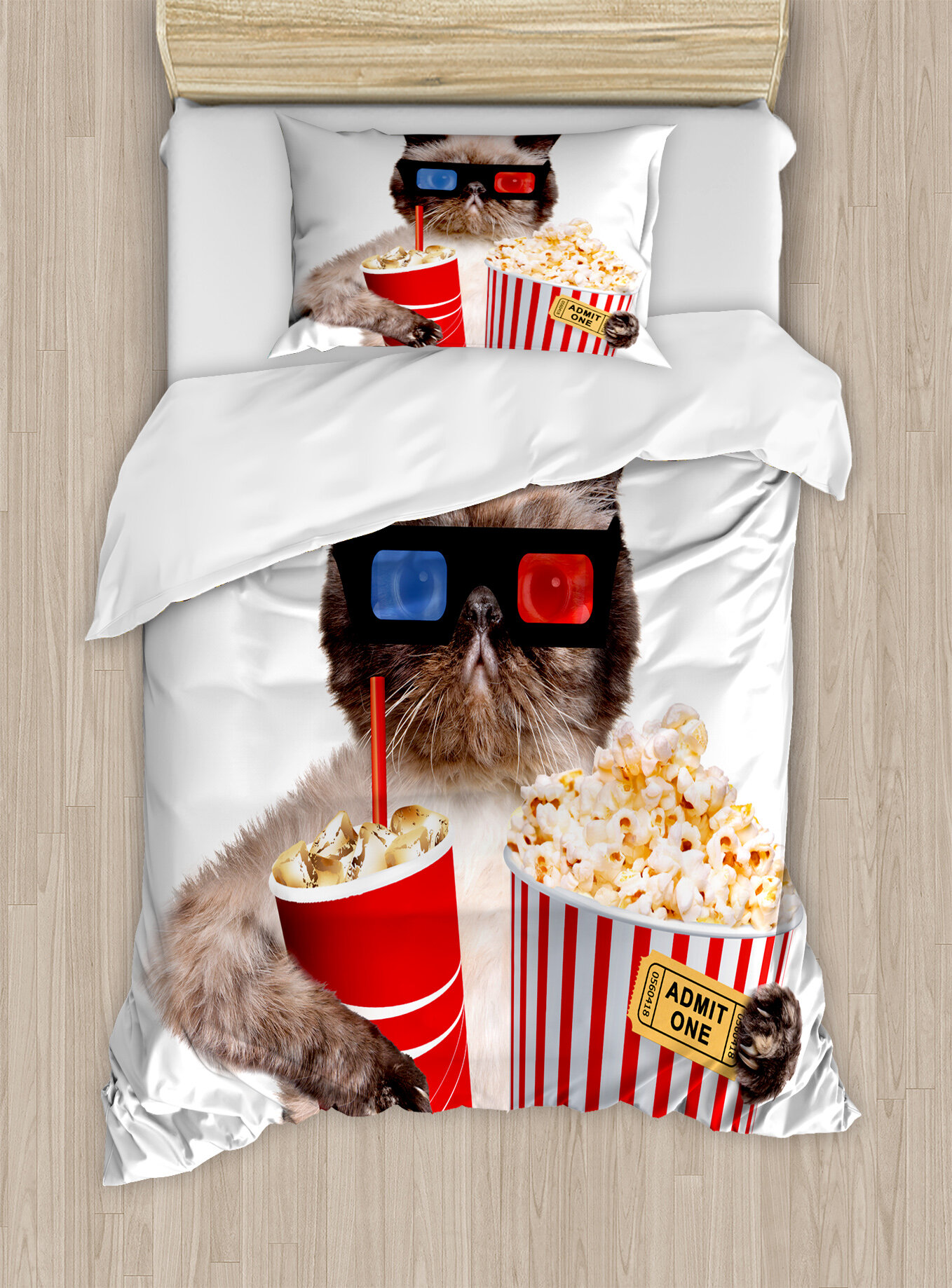 East Urban Home Movie Theater Cat With Popcorn And Drink Watching