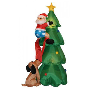Christmas Inflatable Santa Claus Climbing on Christmas Tree Decoration