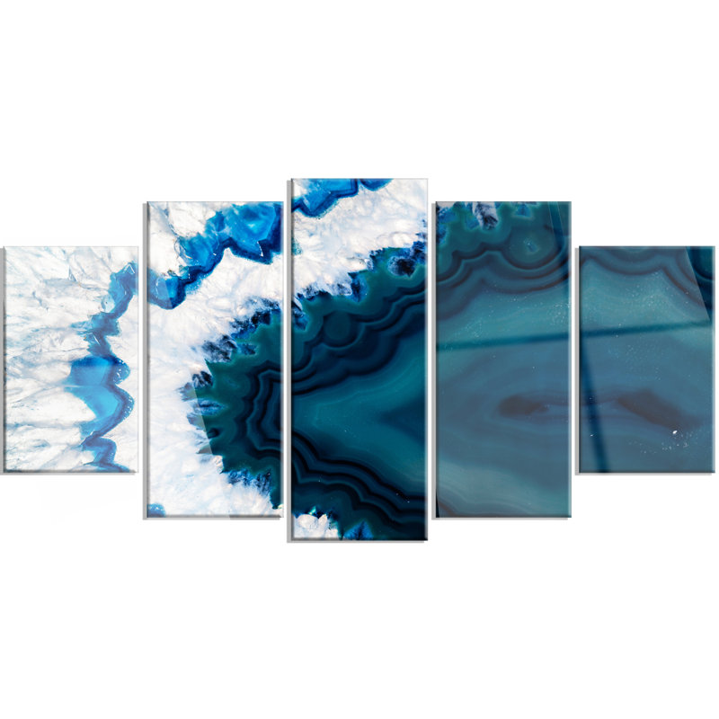 Designart Blue Brazilian Geode 5 Piece Graphic Art On Metal Set Wayfair