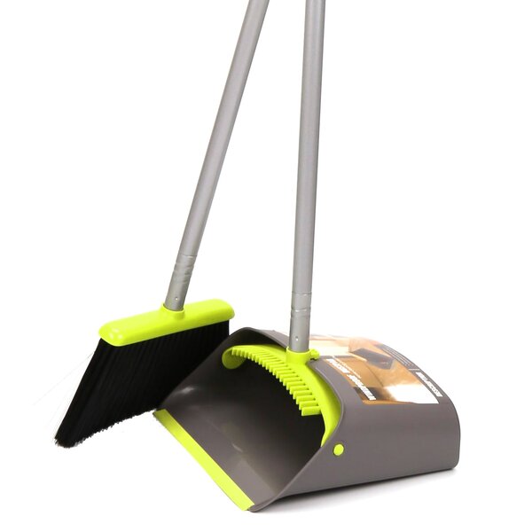 Room, TreeLen Long Handle Broom and Dustpan Set,Upright Dust Pan Combo for Home 